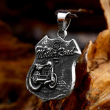 Punk Route 66 Motorcycle Stainless Steel Biker Pendant