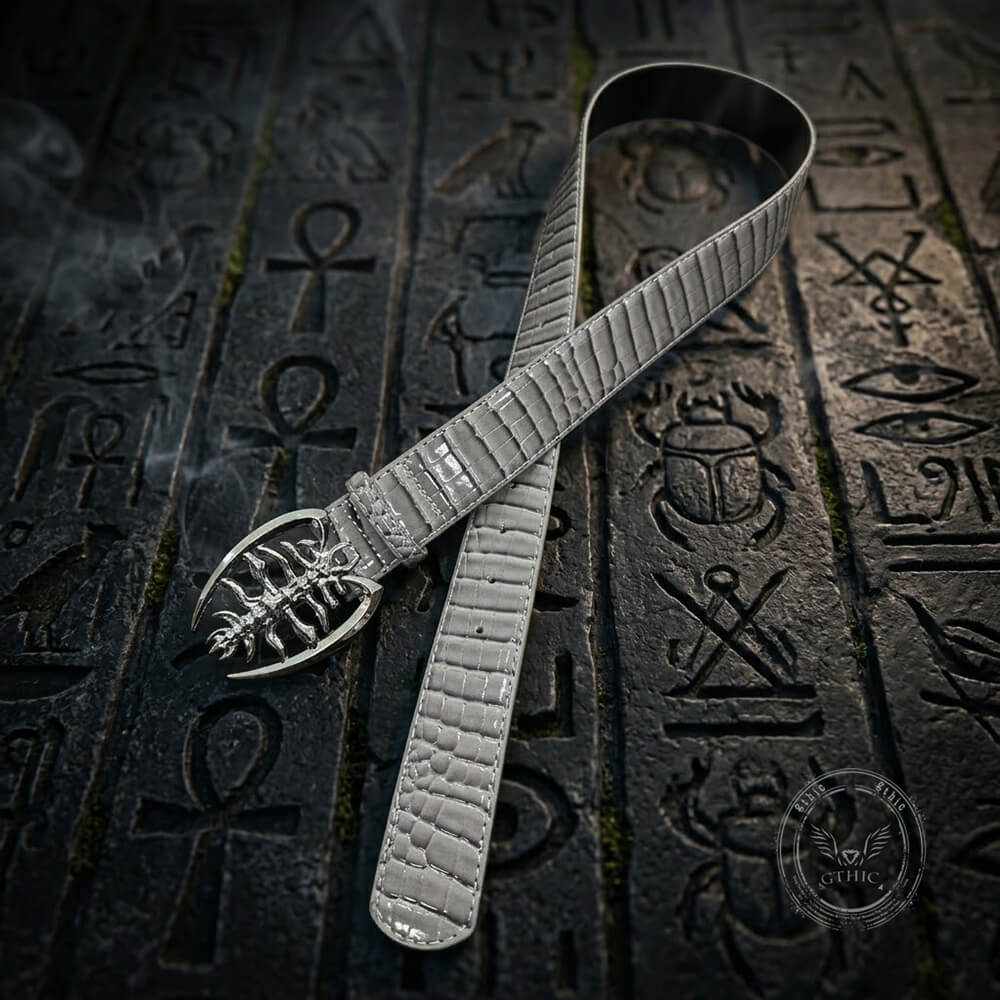 Punk Scorpion Buckle Crocodile-Embossed PU Leather Belt