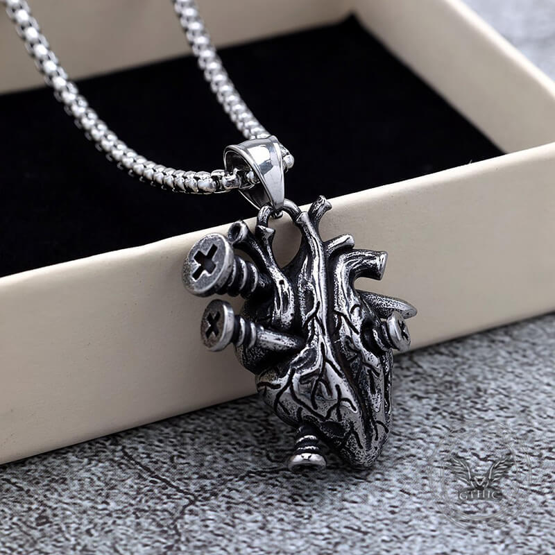 Punk Screw Heart Stainless Steel Gothic Pendant | Gthic.com