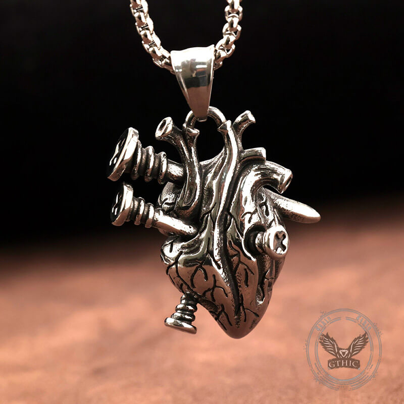 Punk Screw Heart Stainless Steel Gothic Pendant | Gthic.com