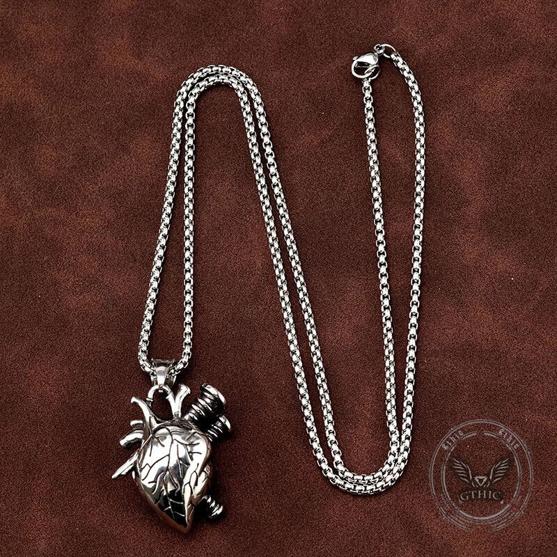 Punk Screw Heart Stainless Steel Gothic Pendant