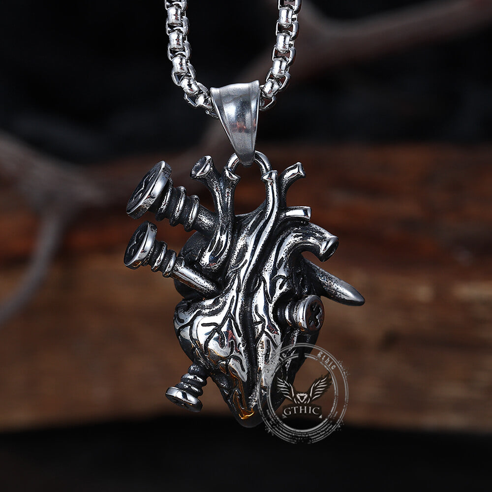 Punk Screw Heart Stainless Steel Gothic Pendant | Gthic.com