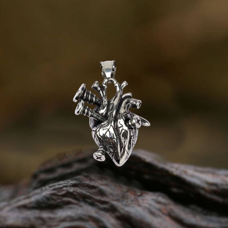 Punk Screw Heart Stainless Steel Gothic Pendant