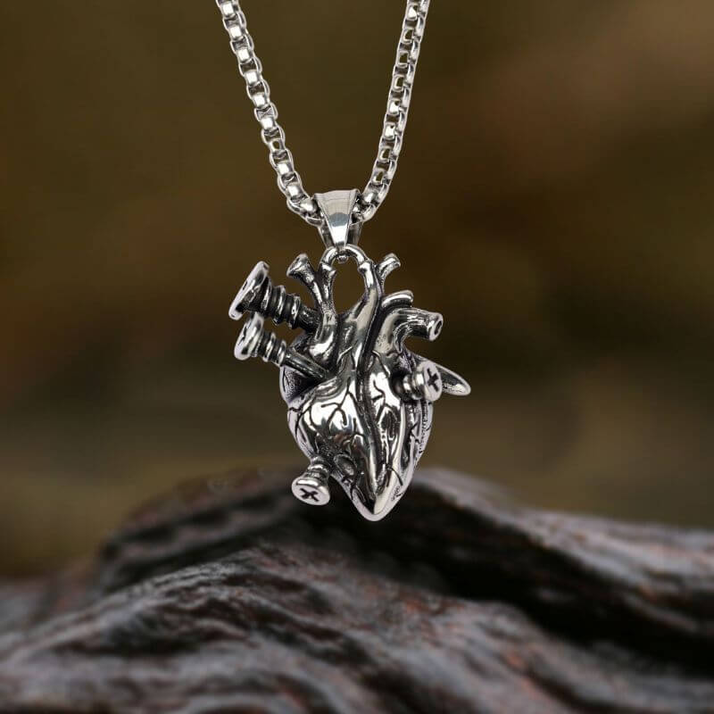 Punk Screw Heart Stainless Steel Gothic Pendant