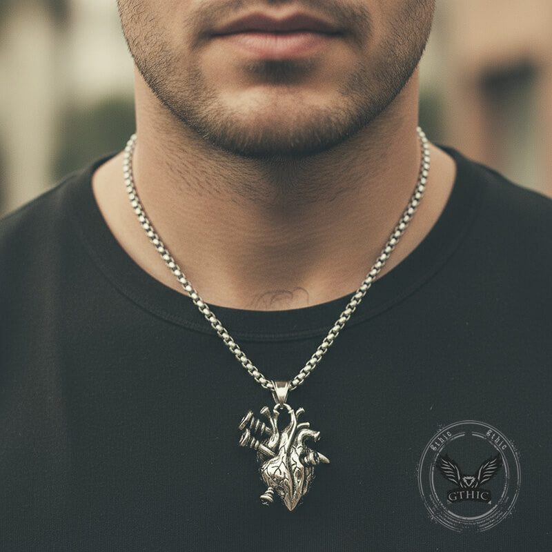 Punk Screw Heart Stainless Steel Gothic Pendant | Gthic.com