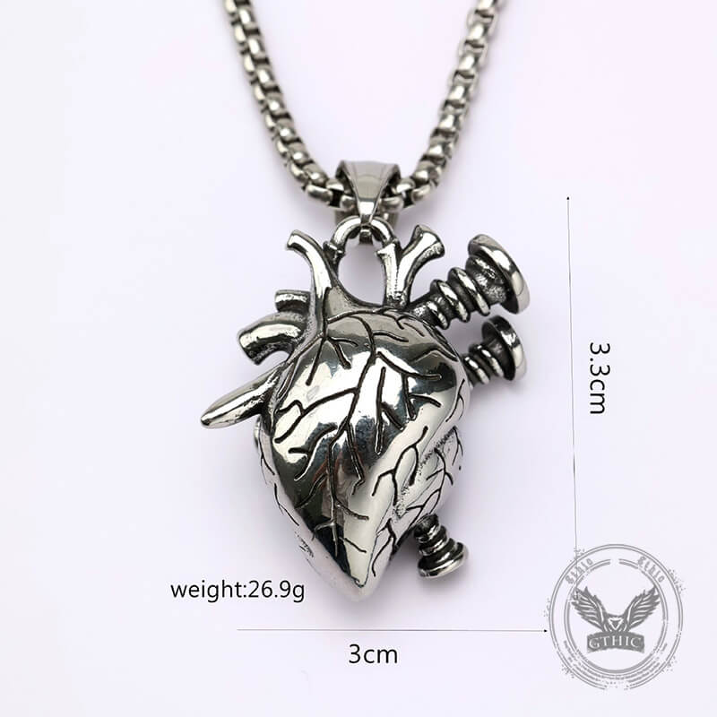 Punk Screw Heart Stainless Steel Gothic Pendant