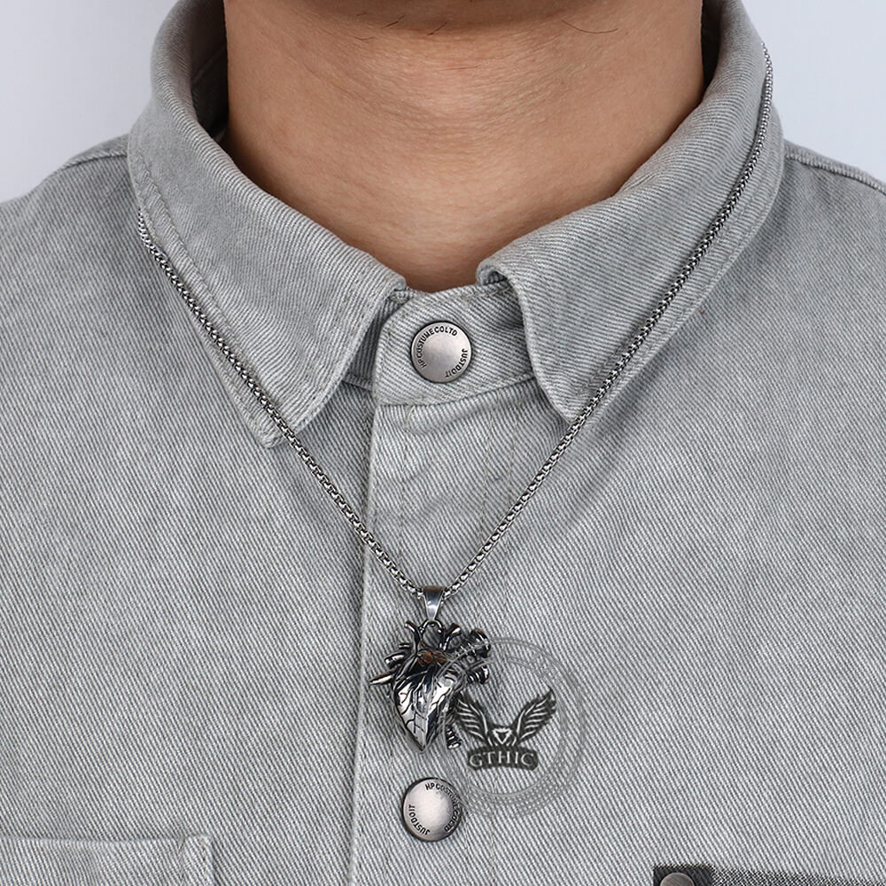Punk Screw Heart Stainless Steel Gothic Pendant | Gthic.com