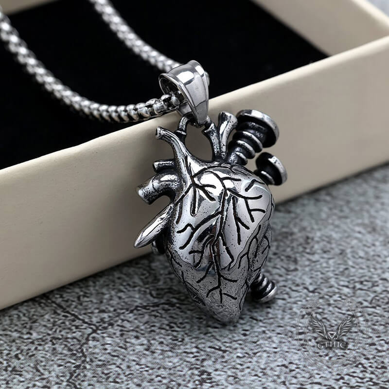 Punk Screw Heart Stainless Steel Gothic Pendant | Gthic.com