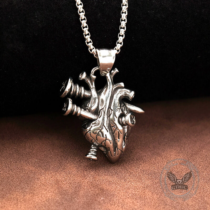 Punk Screw Heart Stainless Steel Gothic Pendant | Gthic.com