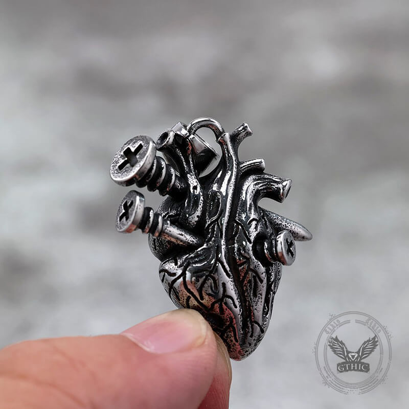Punk Screw Heart Stainless Steel Gothic Pendant | Gthic.com