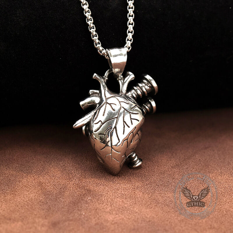 Punk Screw Heart Stainless Steel Gothic Pendant
