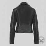 Punk Short Studded Slanted Zipper Slim Fit PU Leather Jacket