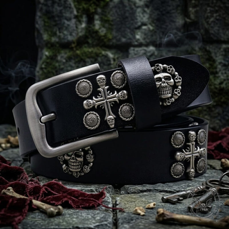 Punk Skull And Cross Genuine Leather Belt – GTHIC