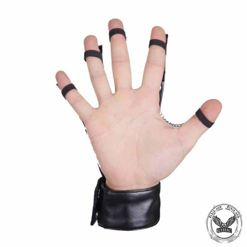 Punk Skull Chain Leather Glove