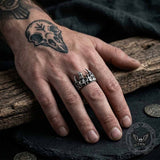 Punk Skull Claw Crown Zircon Sterling Silver Ring | Gthic.com