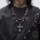 Punk Skull Cross Dark Gothic Studded Beaded Alloy Pendant
