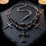 Punk Skull Cross Dark Gothic Studded Beaded Alloy Pendant | Gthic.com