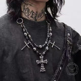 Punk Skull Cross Dark Gothic Studded Beaded Alloy Pendant