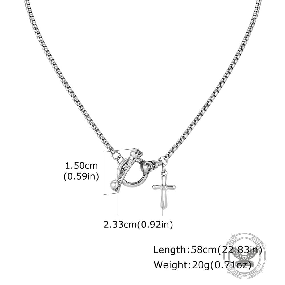 Punk Skull Cross Stainless Steel OT-Clasp Necklace