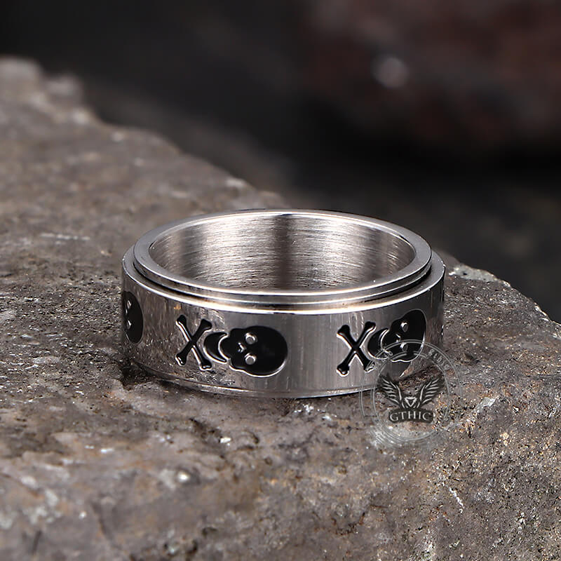 Skull Cross roestvrijstalen draaibare ring