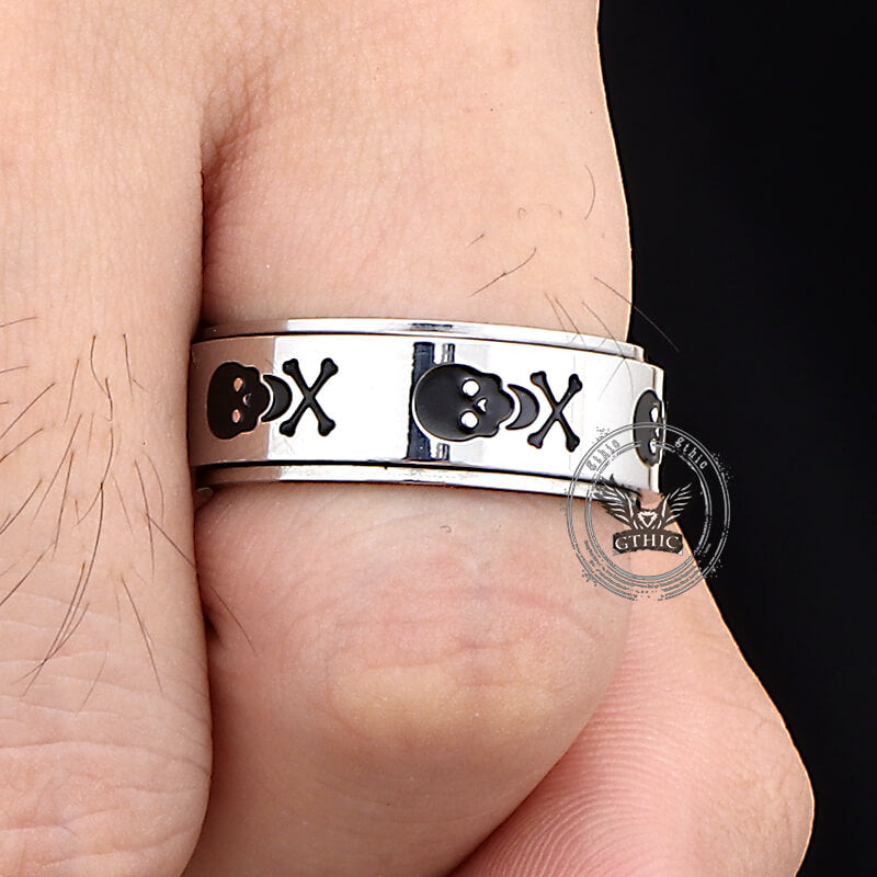 Skull Cross roestvrijstalen draaibare ring