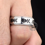 Anello girevole in acciaio inossidabile con croce di teschio