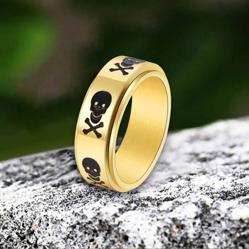 Anello girevole in acciaio inossidabile con croce di teschio