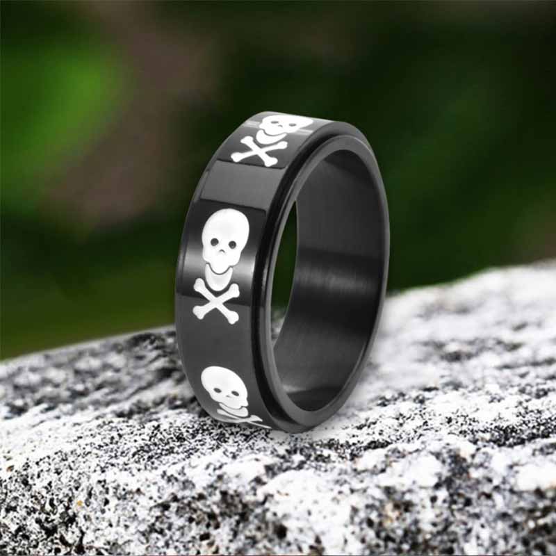 Skull Cross roestvrijstalen draaibare ring