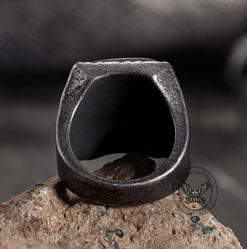 Punk Skull Face Expression Square Stainless Steel Ring