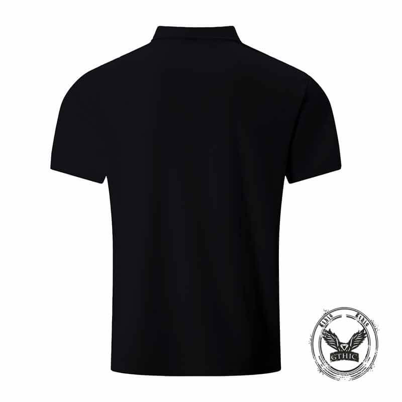 Punk Skull Gesture Print Short Sleeve Polo Shirt 02 | Gthic.com