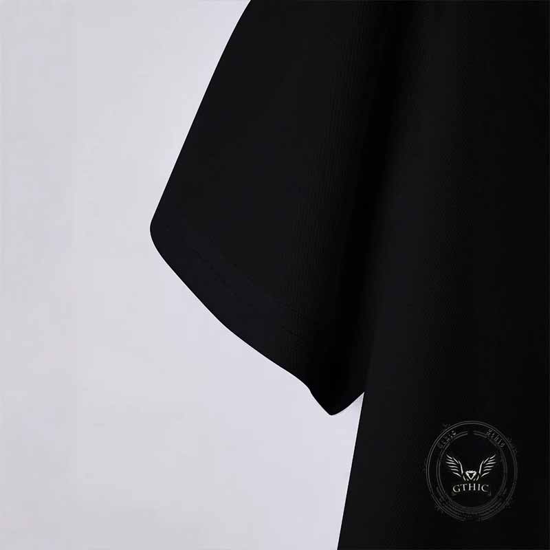 Punk Skull Gesture Print Short Sleeve Polo Shirt 03 | Gthic.com