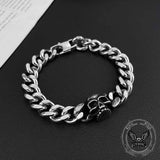 Punk Skull Head Cuban Link Stainless Steel Bracelet | Gthic.com