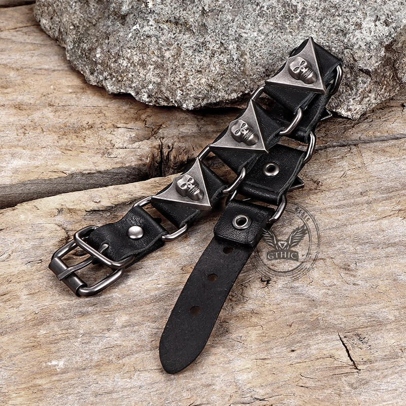 Punk Skull Head PU Leather Adjustable Bracelet