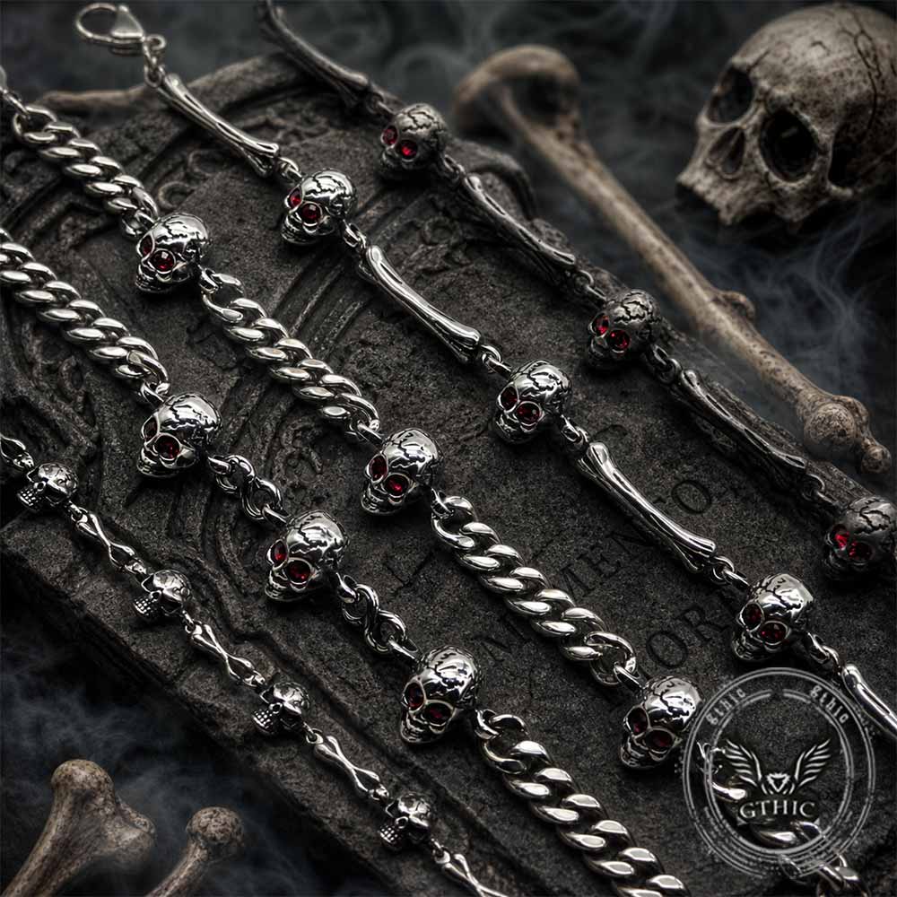 Punk Skull Head Stainless Steel Biker Bracelet – GTHIC