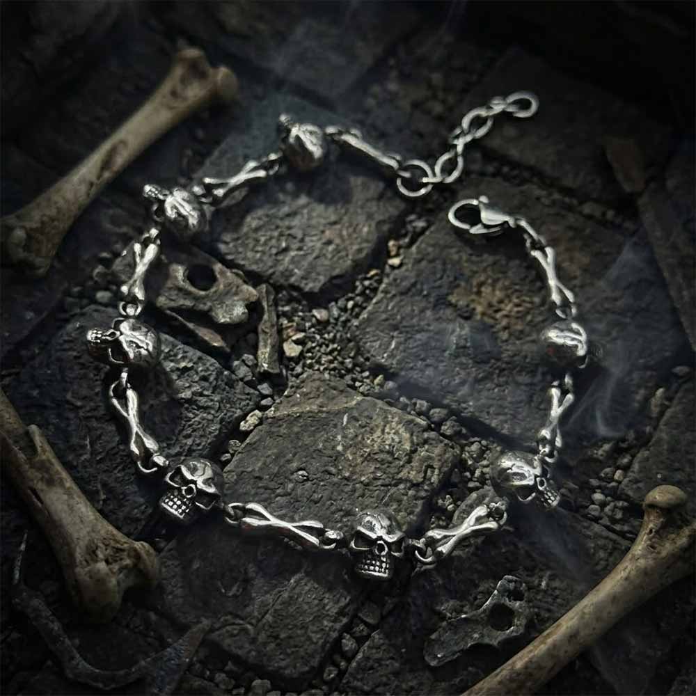 Punk Skull Head Stainless Steel Biker Bracelet | Gthic.com