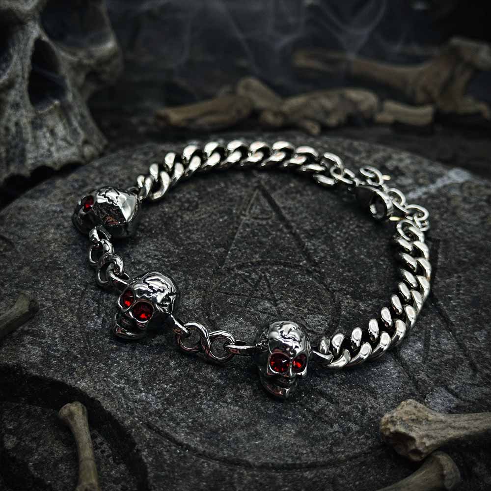 Weisheits-Totenkopf-Armband aus Edelstahl