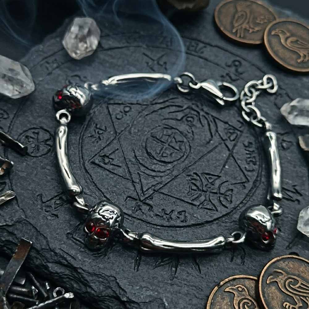 Weisheits-Totenkopf-Armband aus Edelstahl