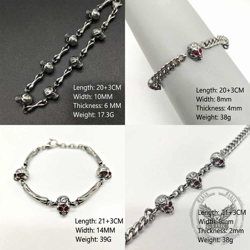 Weisheits-Totenkopf-Armband aus Edelstahl