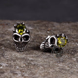 Punk Skull Head Stainless Steel Gemstone Earrings