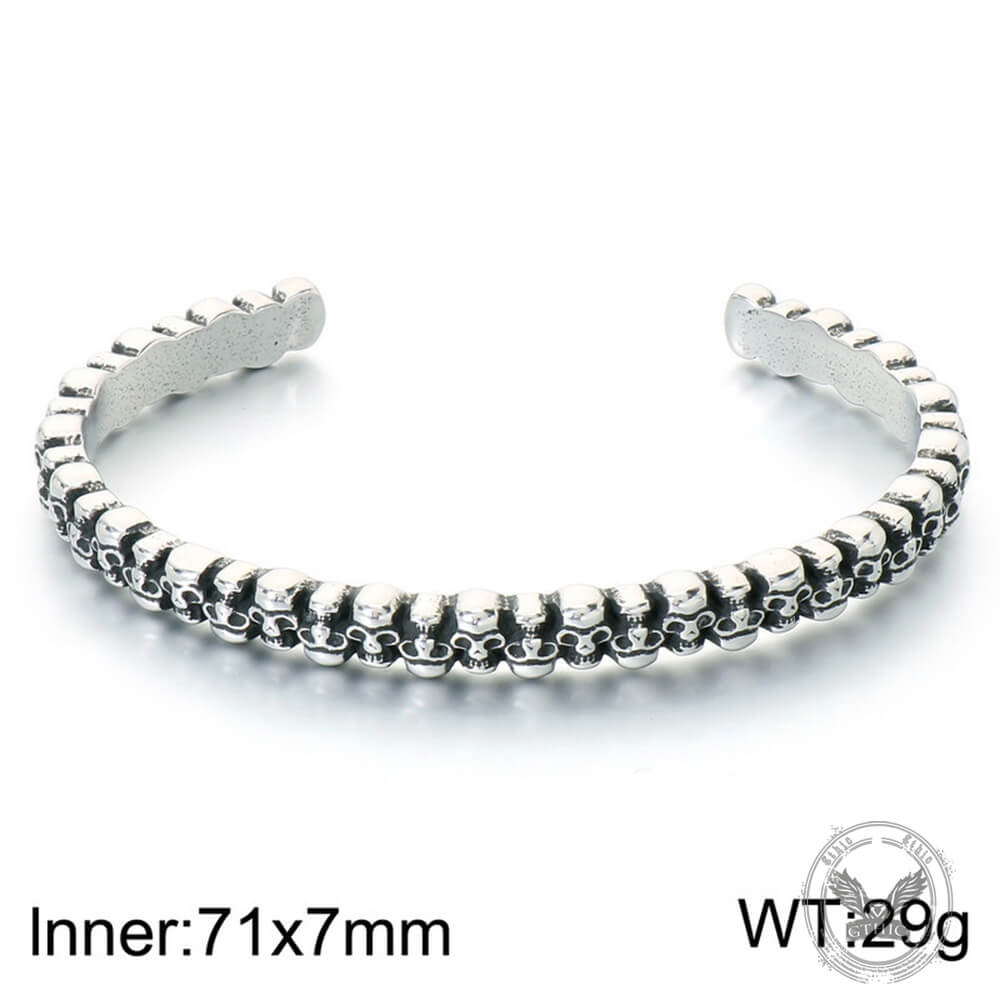 Punk Skull Head Stainless Steel Open Bracelet