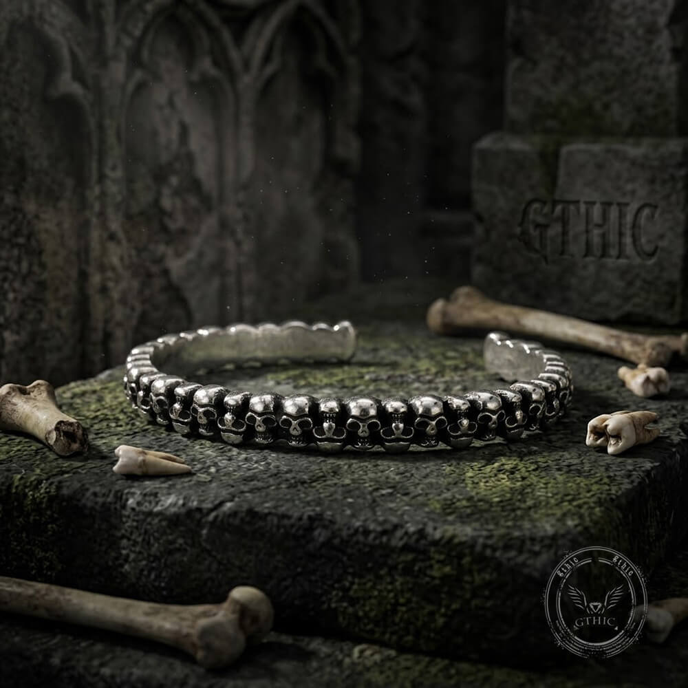 Punk Skull Head Stainless Steel Open Bracelet