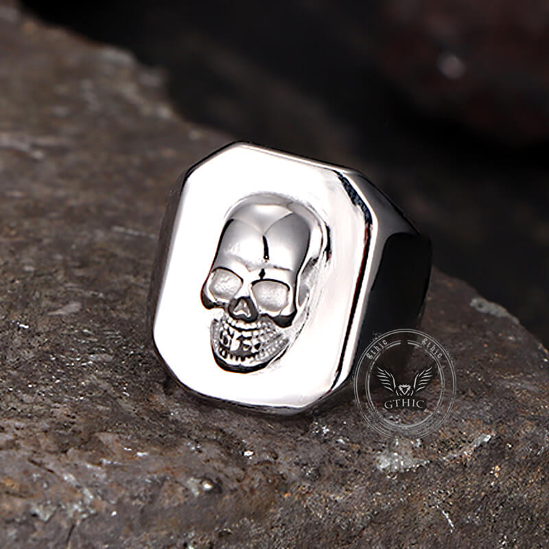 Bague tête de mort en acier inoxydable Vintage Reaper Scythe