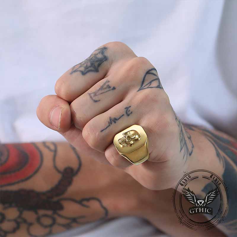 Bague tête de mort en acier inoxydable Vintage Reaper Scythe