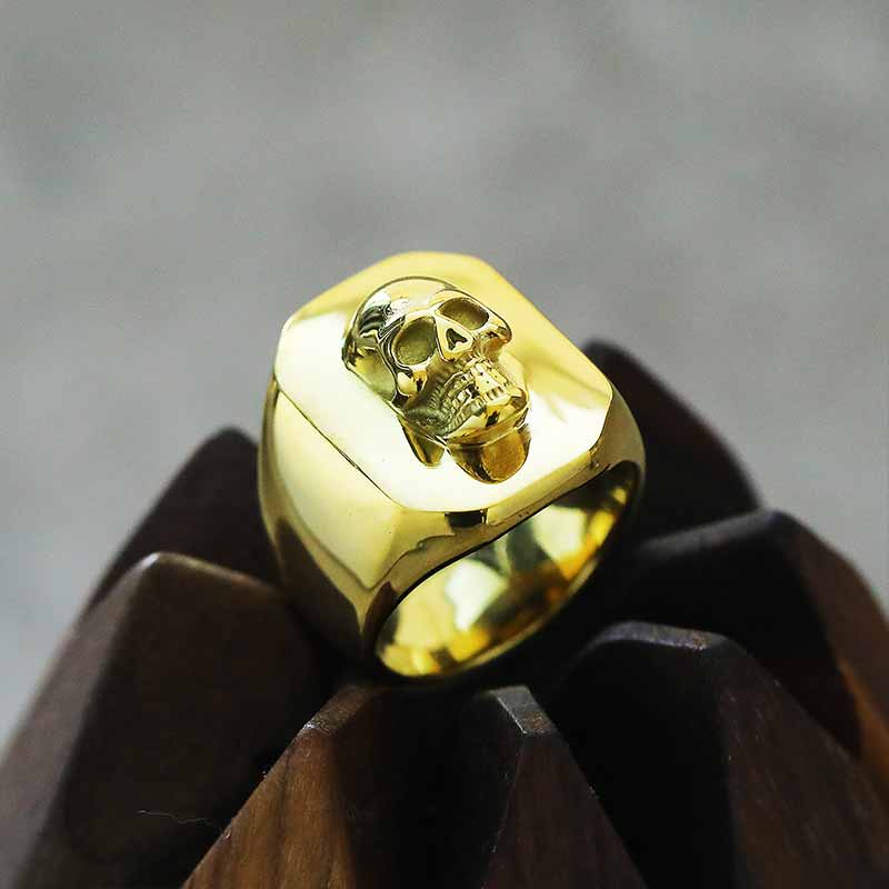 Bague tête de mort en acier inoxydable Vintage Reaper Scythe