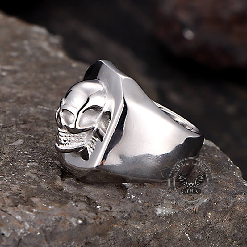 Bague tête de mort en acier inoxydable Vintage Reaper Scythe