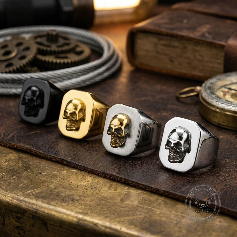 Punk Skull Head Stainless Steel Square Ring – GTHIC