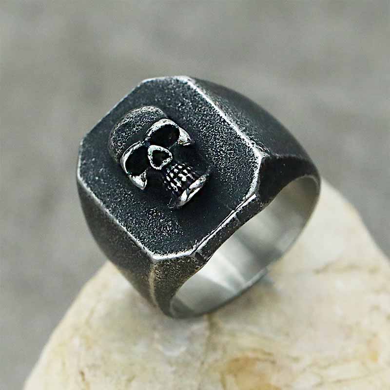 Punk Skull Head Stainless Steel Square Ring