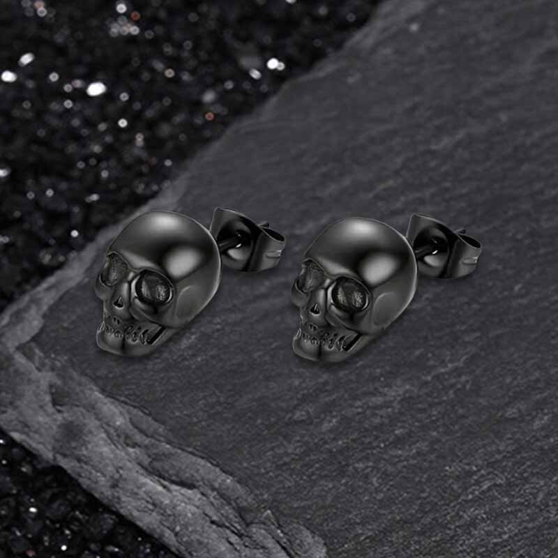 Punk Skull Head Stainless Steel Stud Earrings