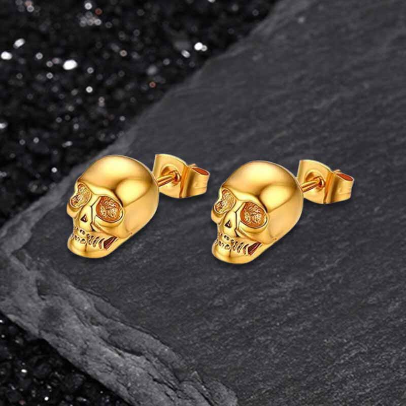 Punk Skull Head Stainless Steel Stud Earrings