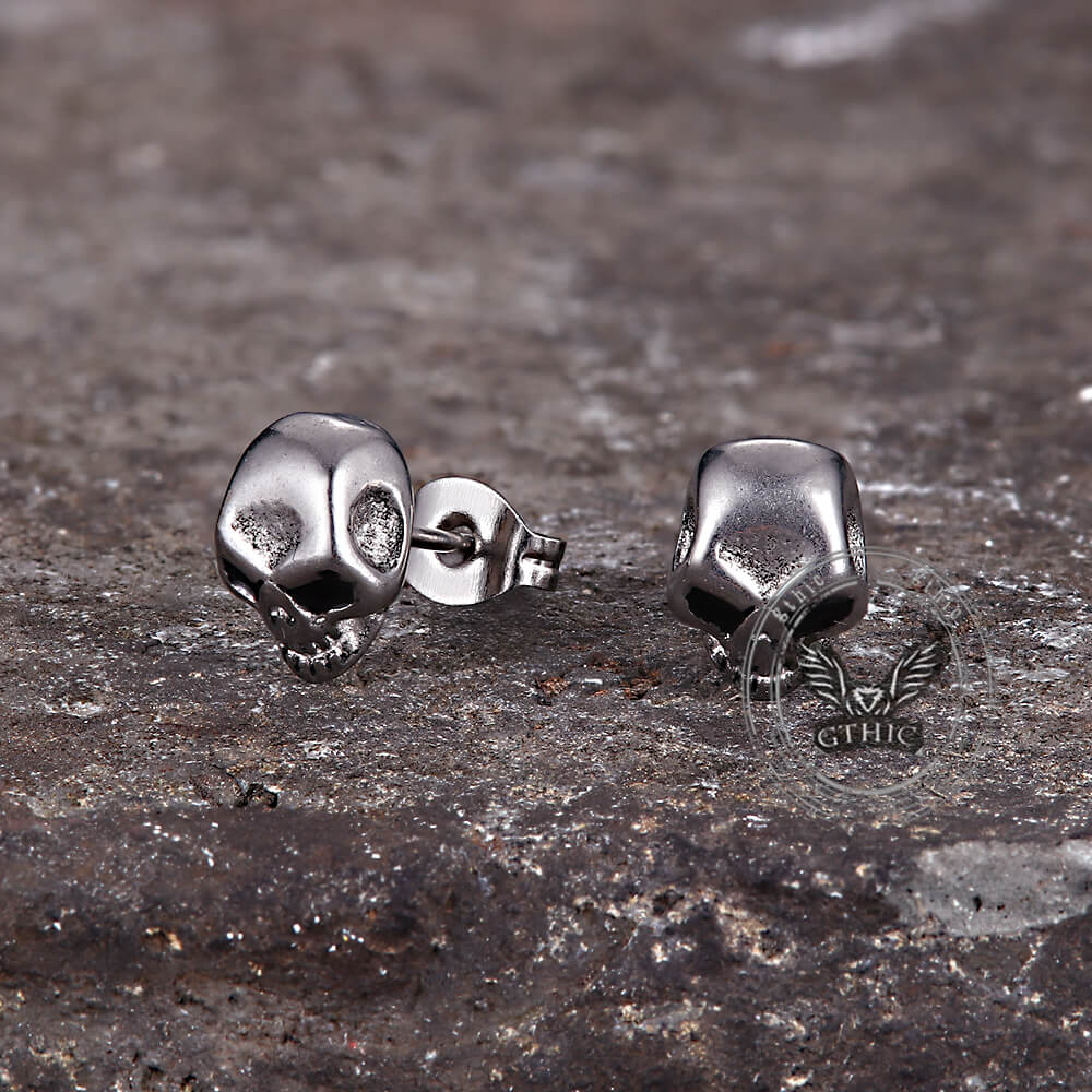 Punk Skull Head Stainless Steel Stud Earrings